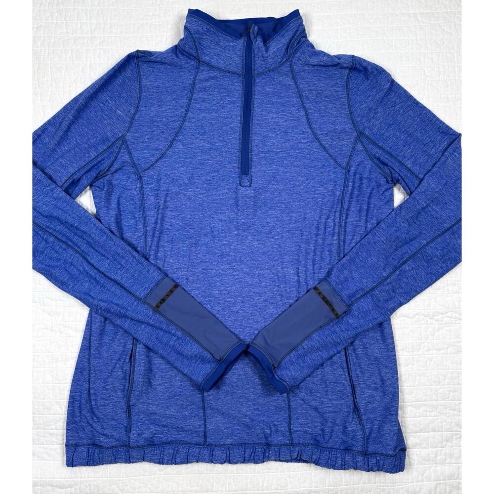 Lululemon Blue Half Zip Pullover Womens Large Athletic Running Jacket Thumbholes